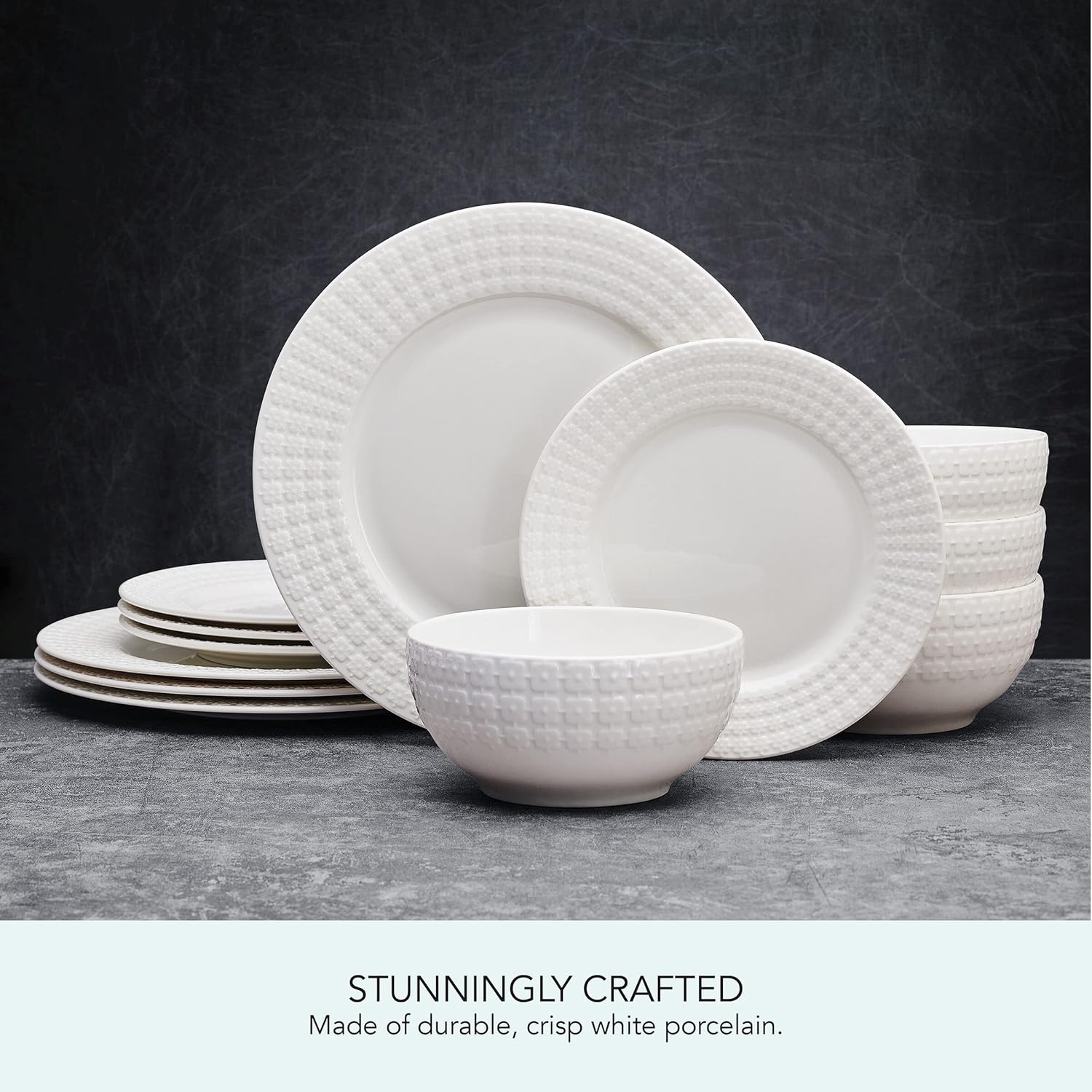12 Piece White Dinnerware Set U964