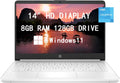 14-inch HD Laptop Computer Intel Dual Core 2.8GHz 8GB RAM 128GB 64GB SSD 64GB Card Webcam Bluetooth HDMI USB-C Wi-Fi Windows 11 S White D131