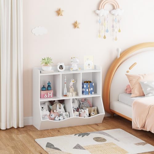 Kids Bookshelf and Bookcase Toy Storage Multi Shelf with Cubby Organizer Cabinet B87660