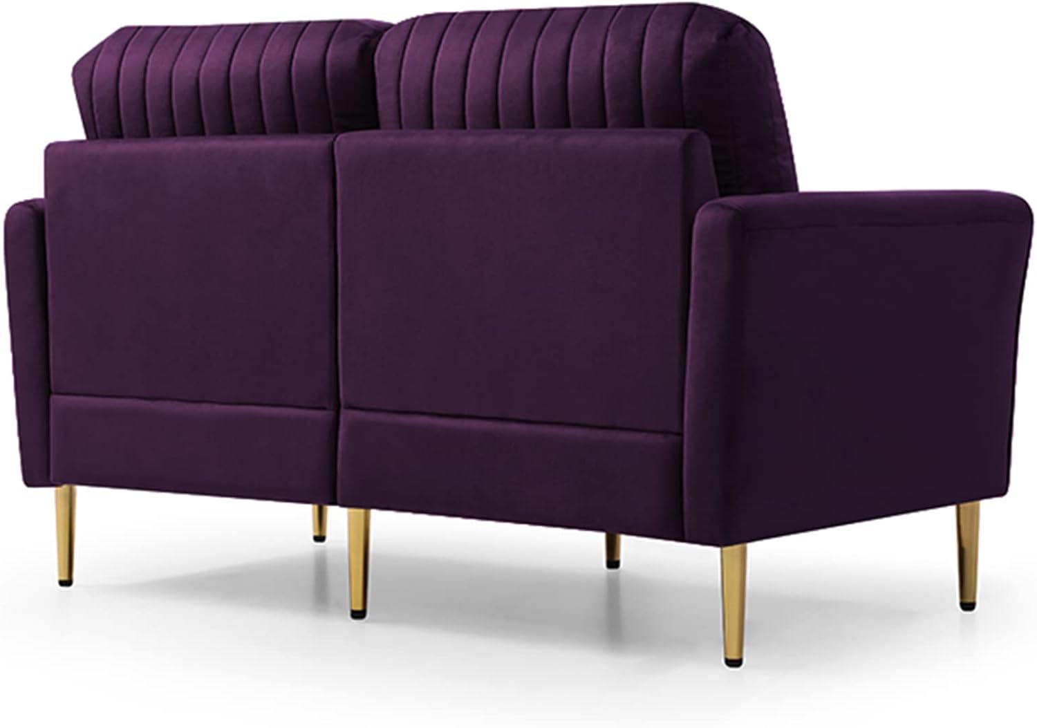 Purple Velvet Round Arm Loveseat Sofa with 2 Throw Pillows Y4063