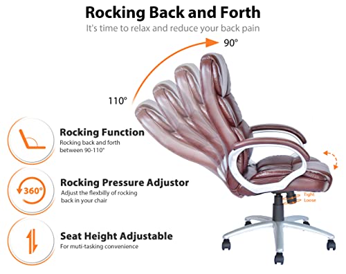 Big and Tall High Back Leather Office Chair with Armrest S665