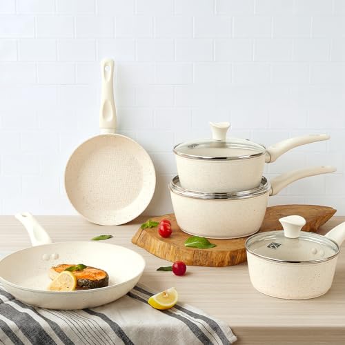 White 10 Inch Nonstick Marble Frying Pan R641