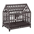 Brown Heavy Duty Dog Cage Crate Kennel with Four Wheels 38 inch I8573
