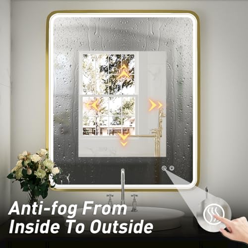 Black Metal Frame LED Bathroom Mirror A93626