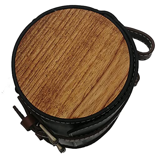 Black Leather Bike Handlebar Bag with Wood Under Seat D106936