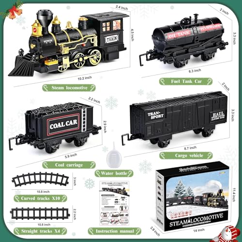 Electric Train Toy with Steam Locomotive, Tracks, Lights & Sound O774