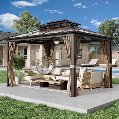 10' x 12' Hardtop Gazebo with Aluminum Frame and Galvanized Steel Double Roof P134