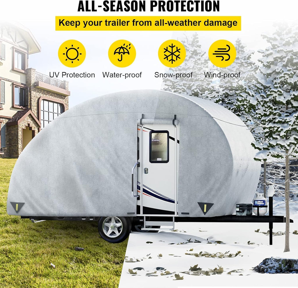 Upgraded Non-Woven 4 Layers Teardrop Trailer Cover with Storage Bag X60811