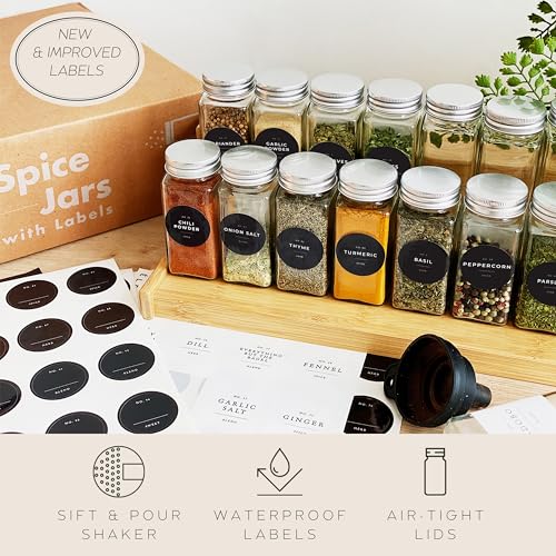 4 oz Clear Empty Spice Jars with Labels and Shaker Lids O87357