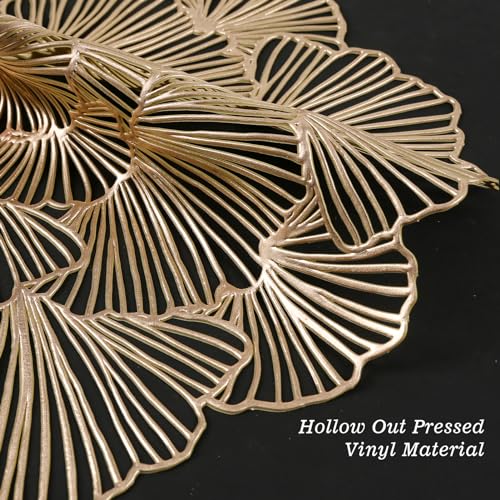 Set of 6 Gold Heat Resistant Vinyl Placemats W845637