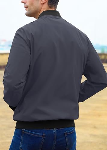 Men's Bomber Jacket Lightweight Full Zip Windbreaker D558376