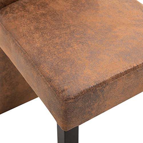 Brown Faux Suede Leather Dining Chairs 4 pcs L364