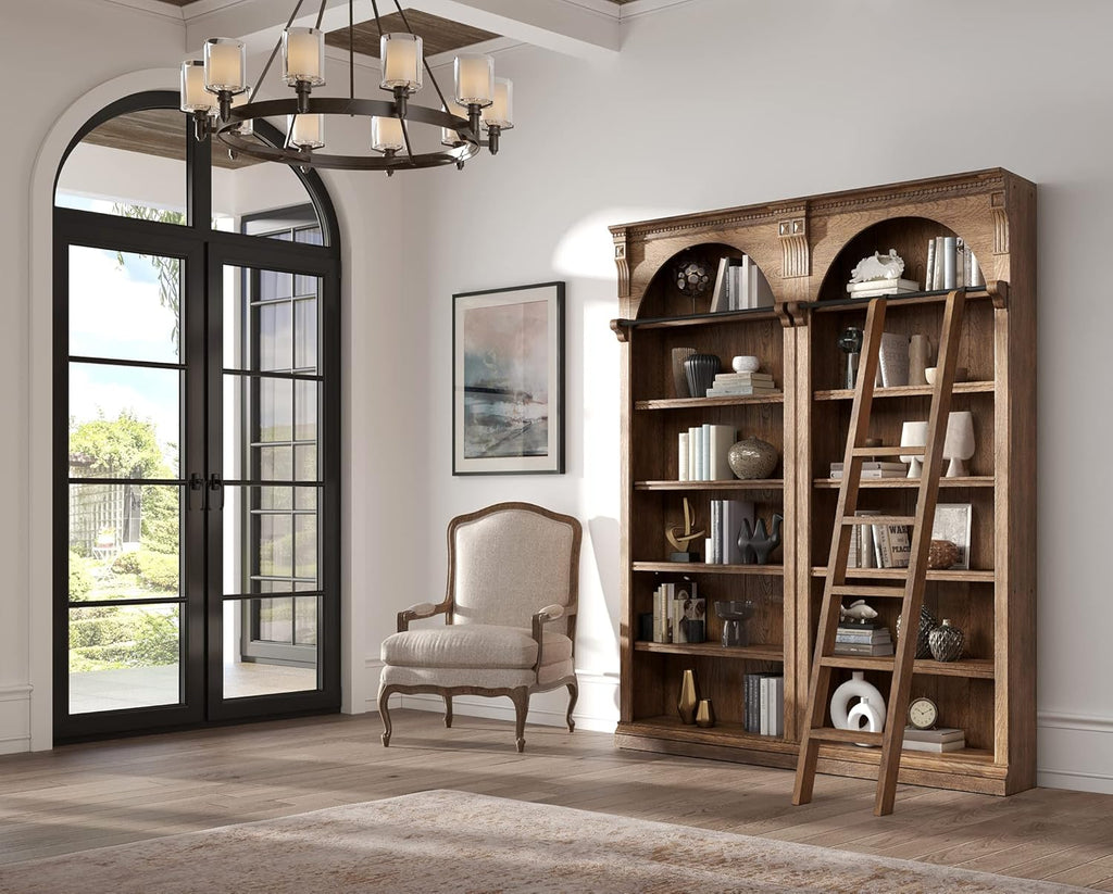 Brown 8' Tall Bookcase Wall with Ladder O396914