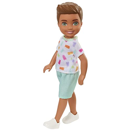 Chelsea Doll with Long Blonde Hair & Blue Eyes Wearing Removable Purple Flowered Dress & Yellow Shoes Z62816