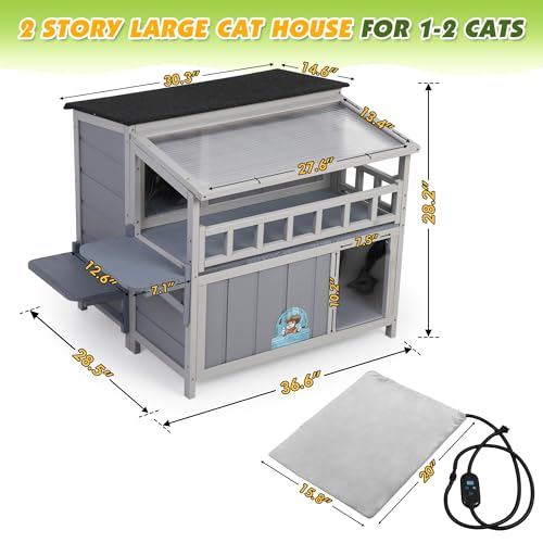 Gray 2-Tier Wood Cat House Q9388