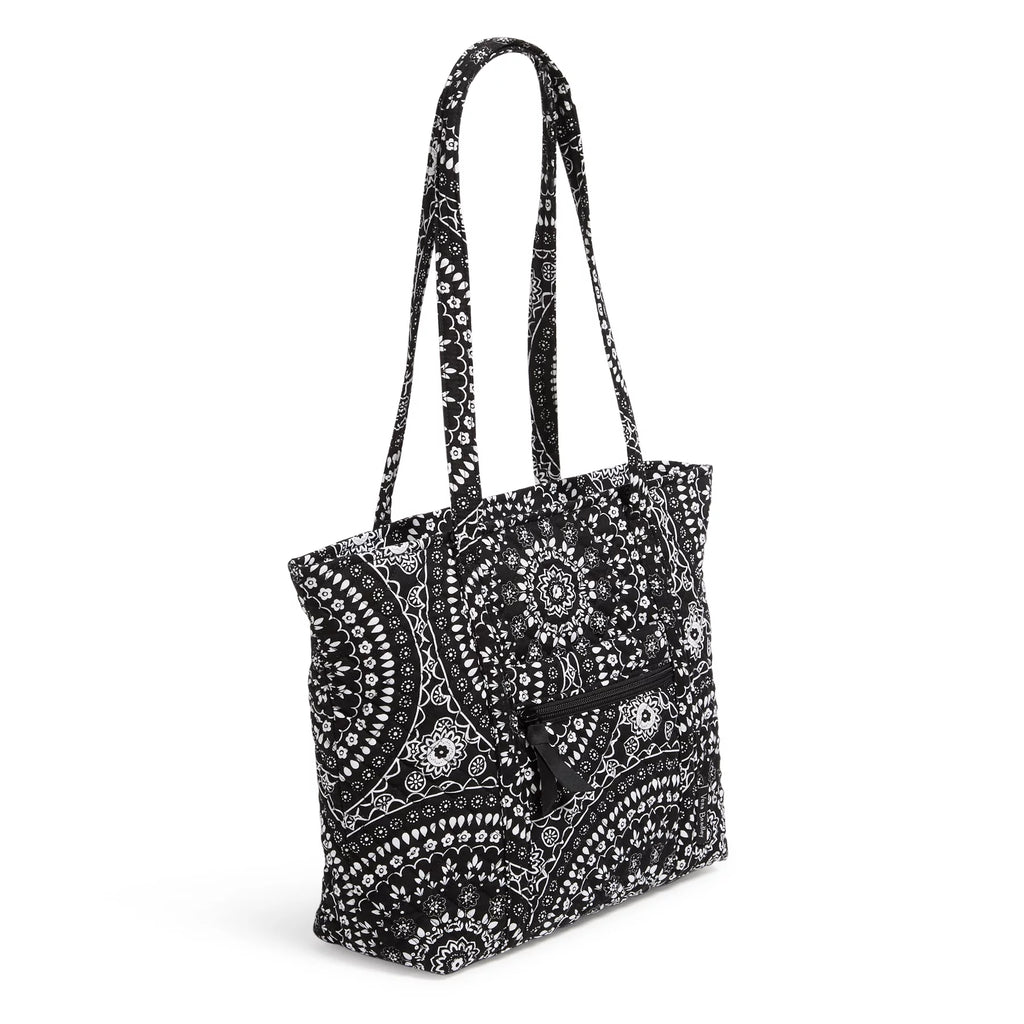 Black Bandana Medallion Recycled Cotton Small Tote Bag Q31884