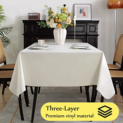 Black 60 x 120 Inch Vinyl Tablecloth with Flannel Backing K224993