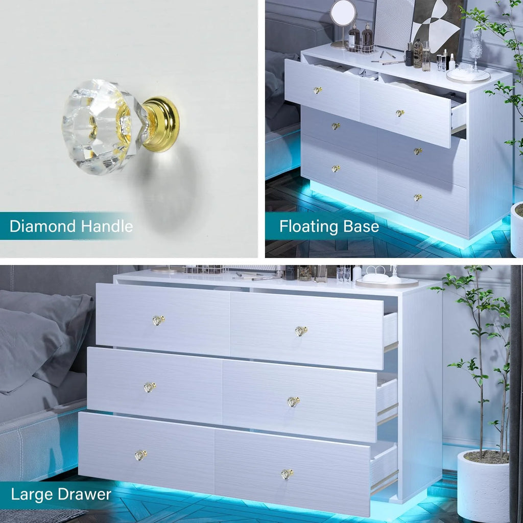 White 6 Drawer Dresser U82011