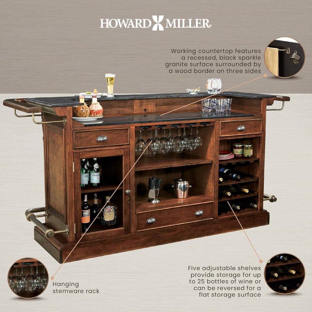 Hampton Cherry Finish Bar with 25 Wine Bottle Storage S60589