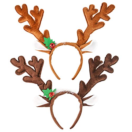 Reindeer Antlers Headband, 2PCS Deer Antlers with Bells K4665