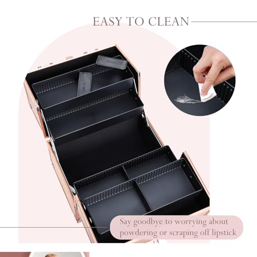 10 Inch Portable Makeup Train Case with Lockable W4695