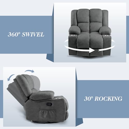 Oversized Power Lift Recliner Chair with Massage, Dark Grey I445