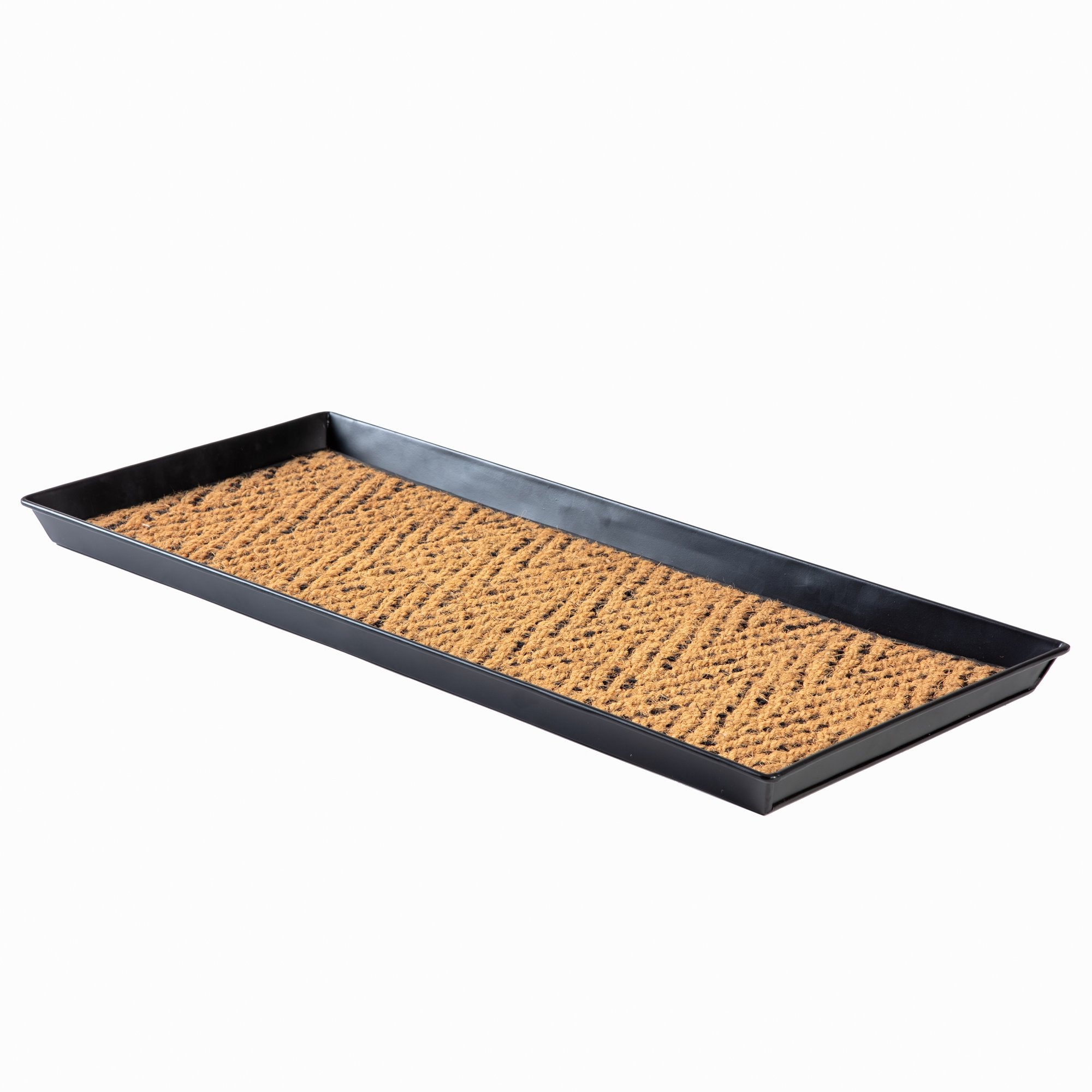 Black Metal Boot Tray with Coir Insert M455
