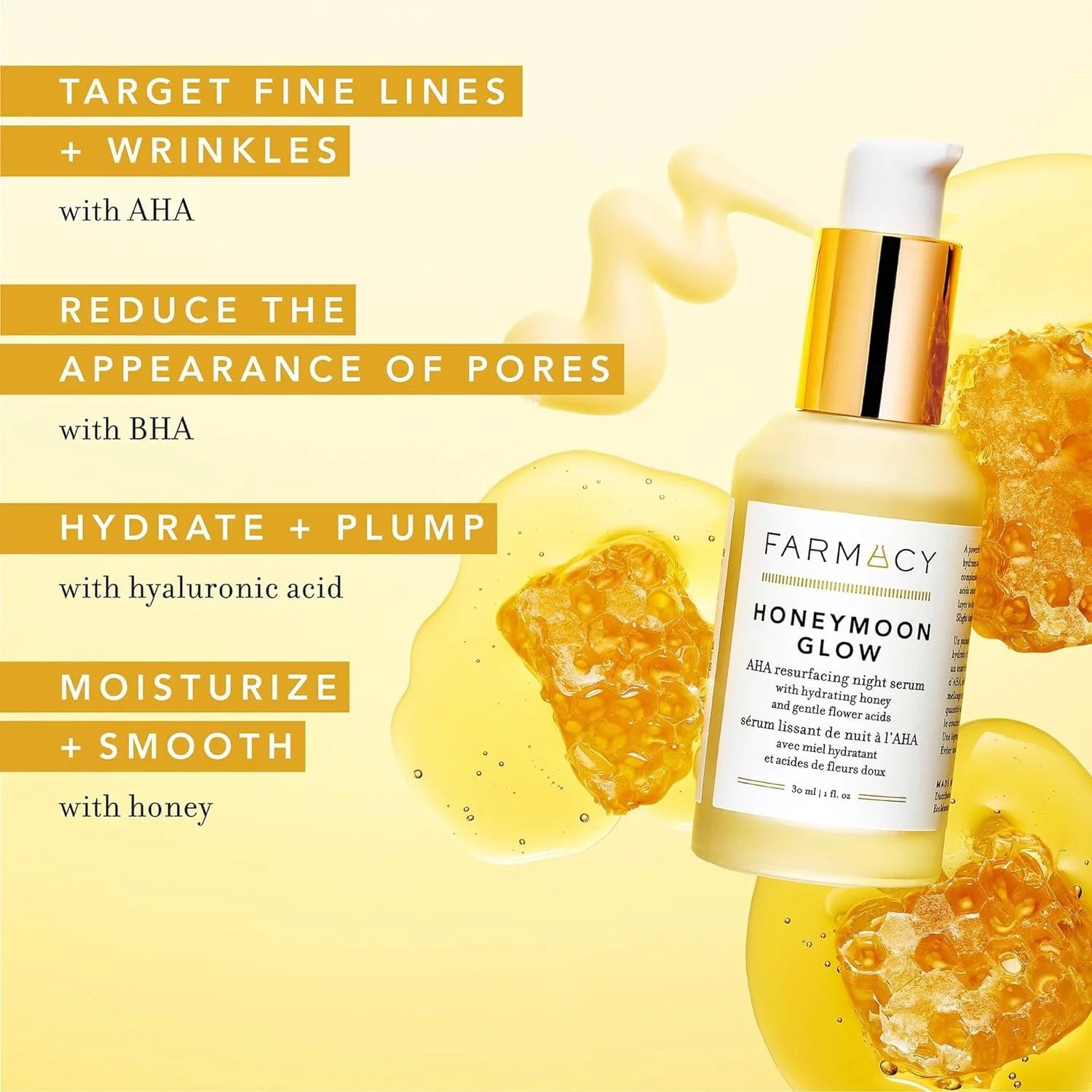 AHA Hydrating Night Serum with Hyaluronic Acid 1 Fl Oz N118