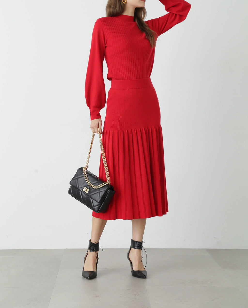 Knit pleated skirt J326214