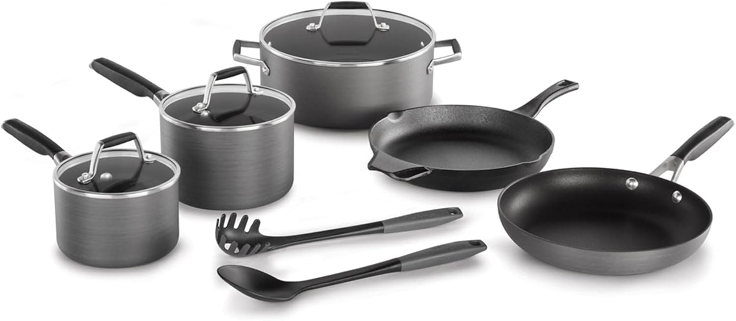 10 Piece Hard Anodized Nonstick Pots and Pans Cookware Set S8014