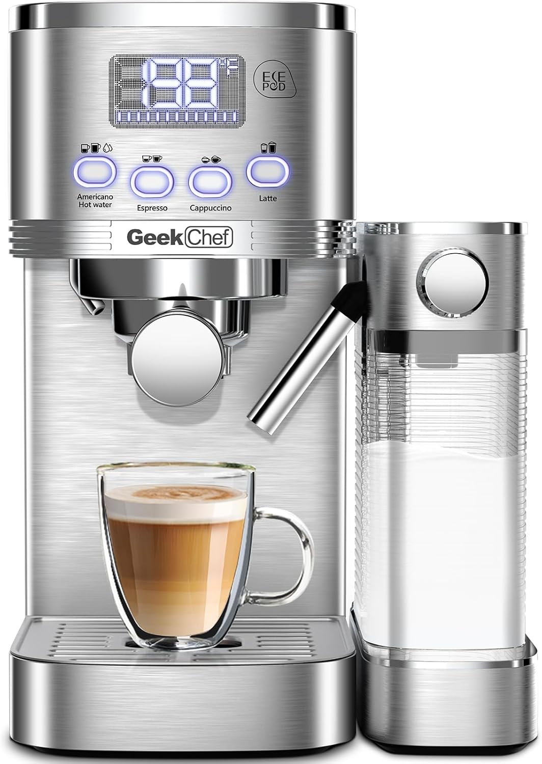 7-in-1 Espresso Machine with Automatic Milk Frother, 20 Bar, Stainless Steel A74814