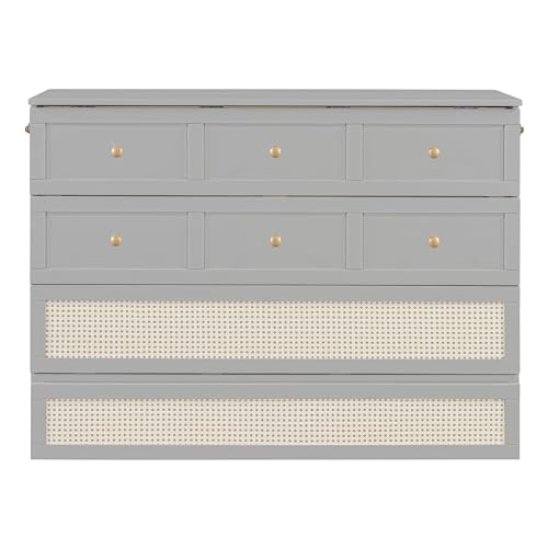 Queen Size White Wooden Murphy Bed with Drawer L730