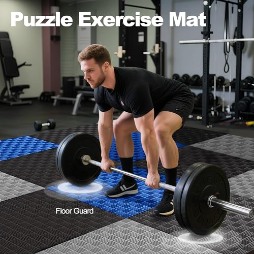 1" Thick EVA Interlocking Foam Gym Flooring Mat, Black (24 Sq Ft) N47738