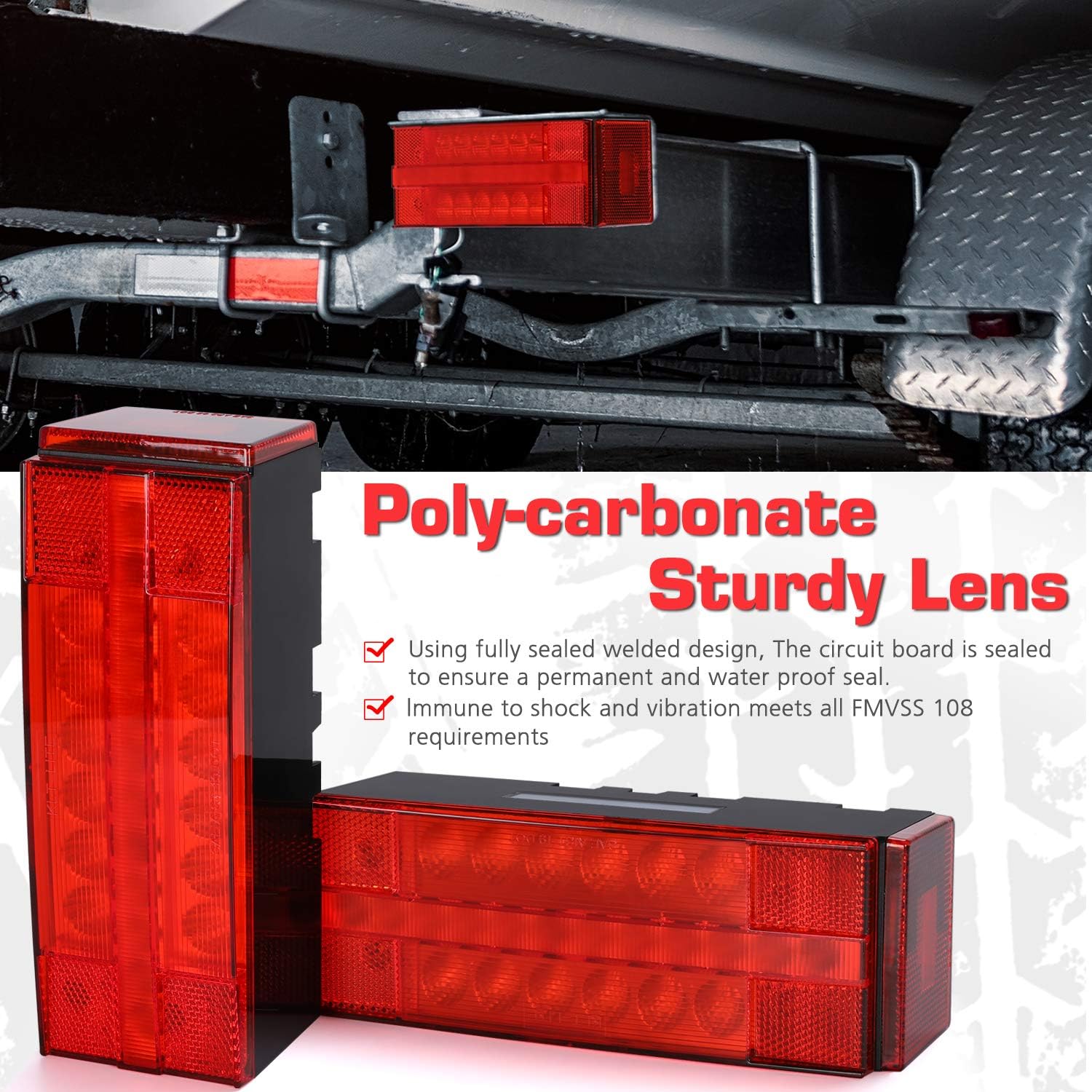 Submersible LED Trailer Light Kit, Waterproof Tail Lights H601784