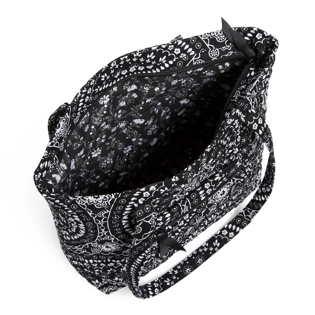 Black Bandana Medallion Recycled Cotton Small Tote Bag Q31884