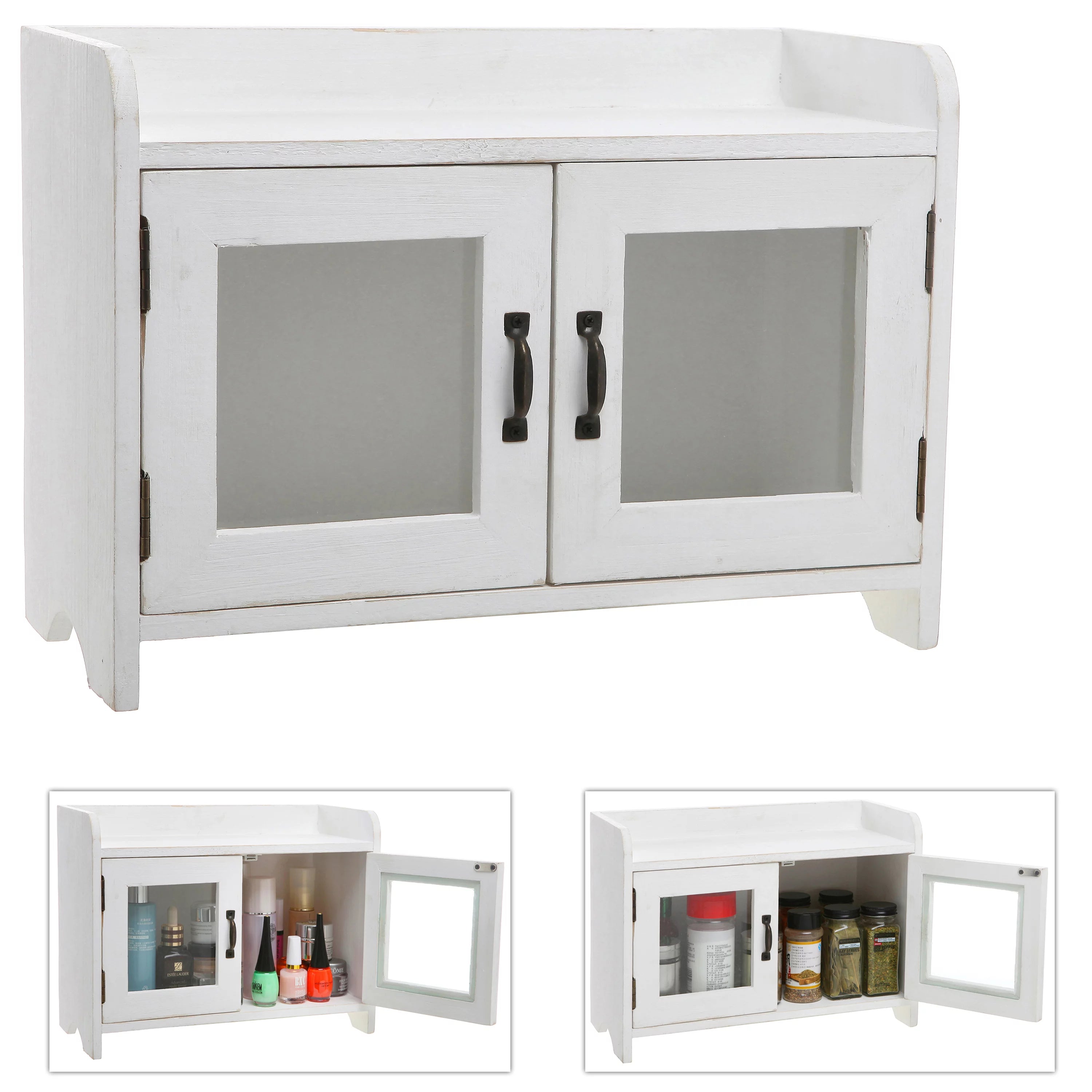 Antique White Wood Cabinet Organizer F8003