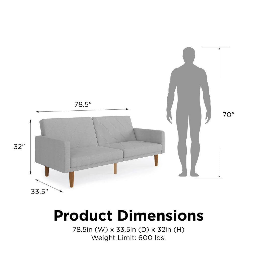 Light Gray Linen Convertible Sofa Bed with USB Port M50961