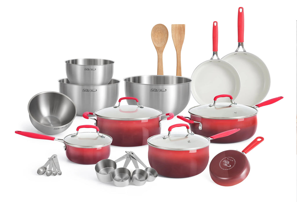 25 Piece Ceramic Nonstick Aluminum Cookware Set S956