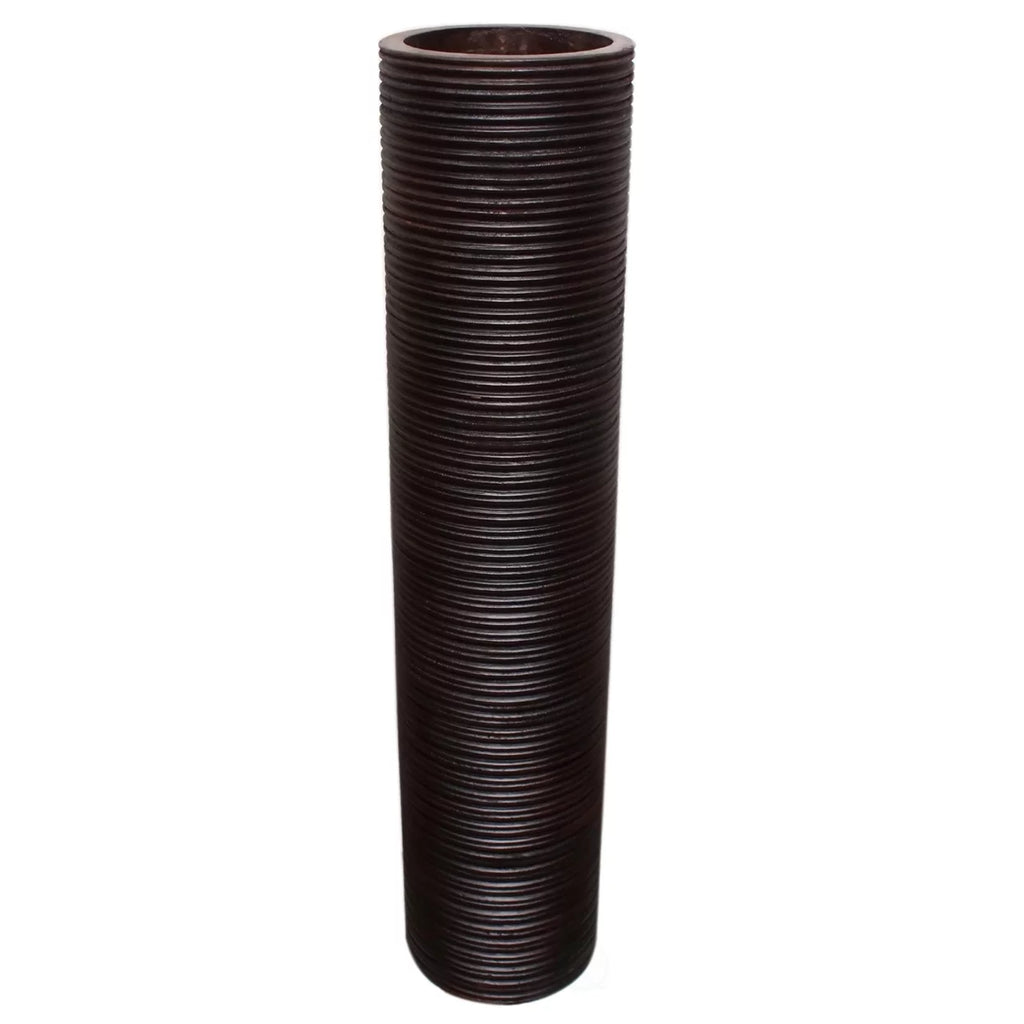 Brown Mango Wood Cylinder Vase K74300
