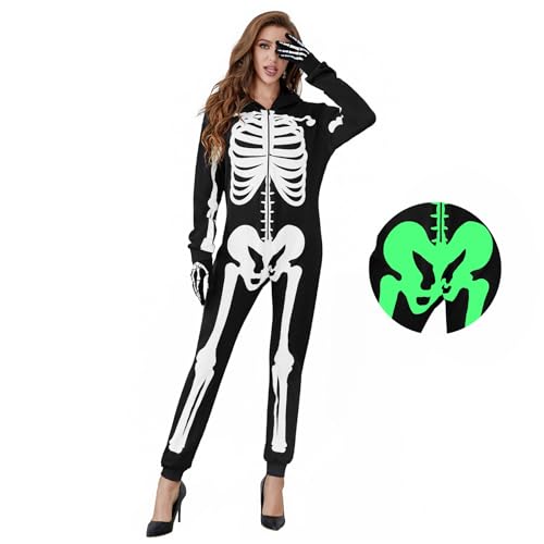 Black Skeleton Onesie Bodysuit with Gloves K8677