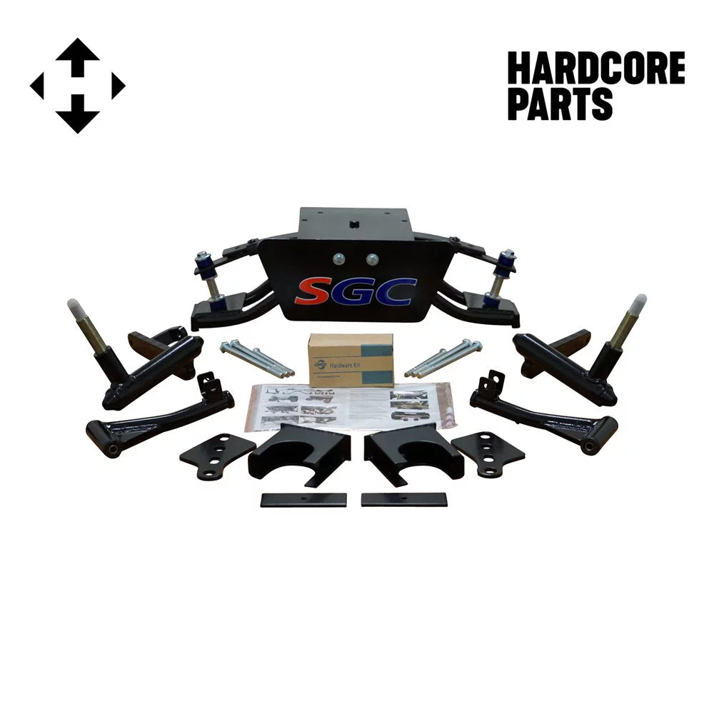 6” Heavy Duty Double A-Arm Suspension Lift Kit for Club Car DS Golf Cart with 12" Machined/Gunmetal Wheels and 23"x10.5"-12" All-Terrain Tires W143
