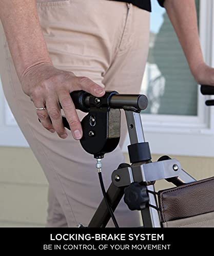 Short Foldable 4-Wheel Rolling Walker with Seat and Locking Brakes Q60871