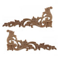 Natural Floral Wood Carved Wooden Figurines Corner Appliques Frame Wall Door Furniture Wood Carving Decorative 10cmX55cm D66426