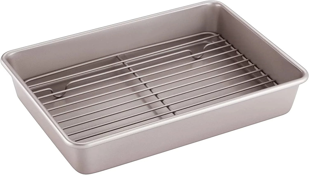 13-Inch Non-Stick Rectangular Roasting Pan with Cooling Rack F601