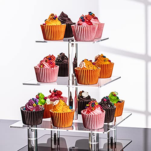 3 Tier Acrylic Square Cupcake Stand W615014