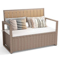 Black Beige 90 Gallon Outdoor Wicker Storage Bench with Cushion D280508