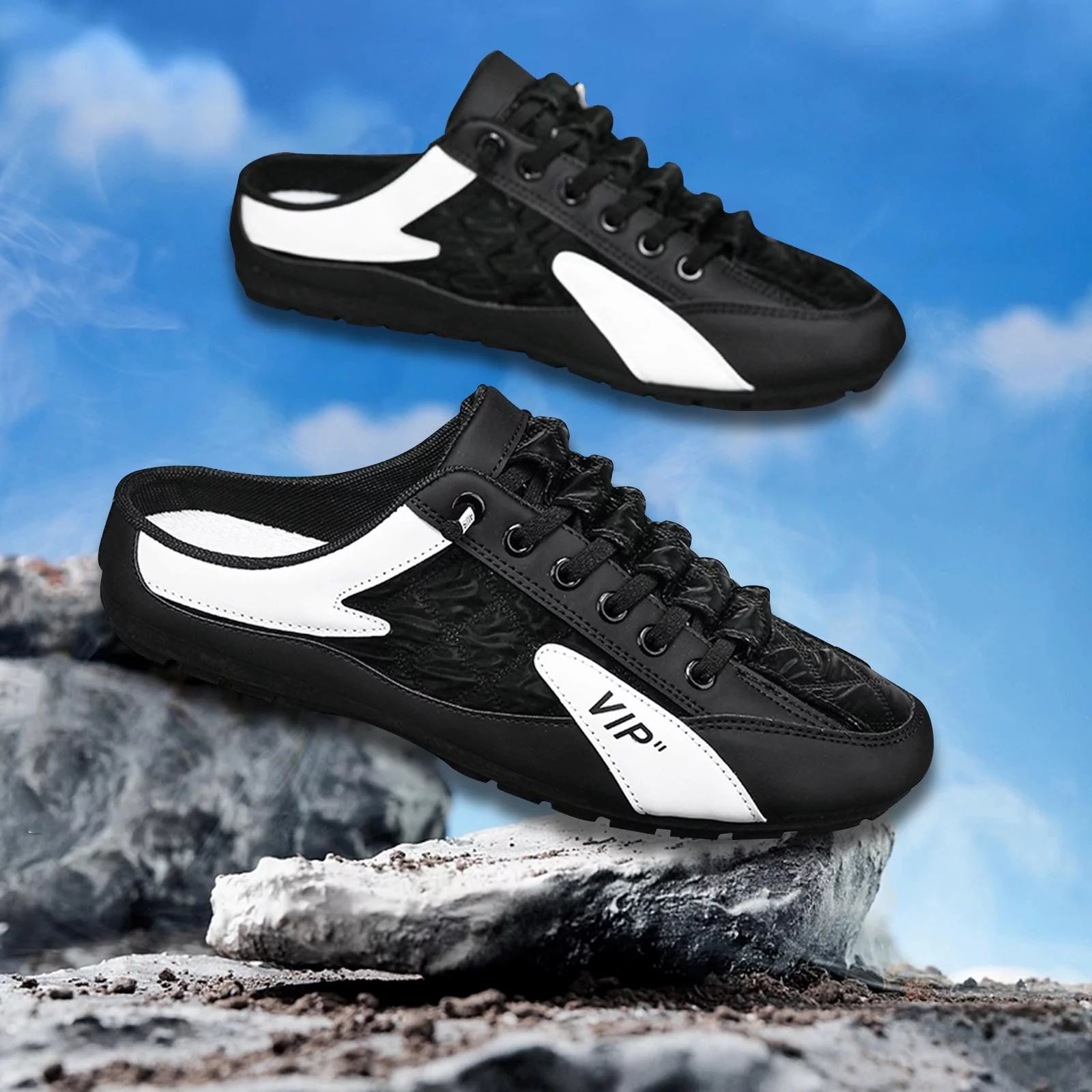 Men Slip on Mule Sneakers Lightweight Backless Casual Sports Shoes Loafers P24336