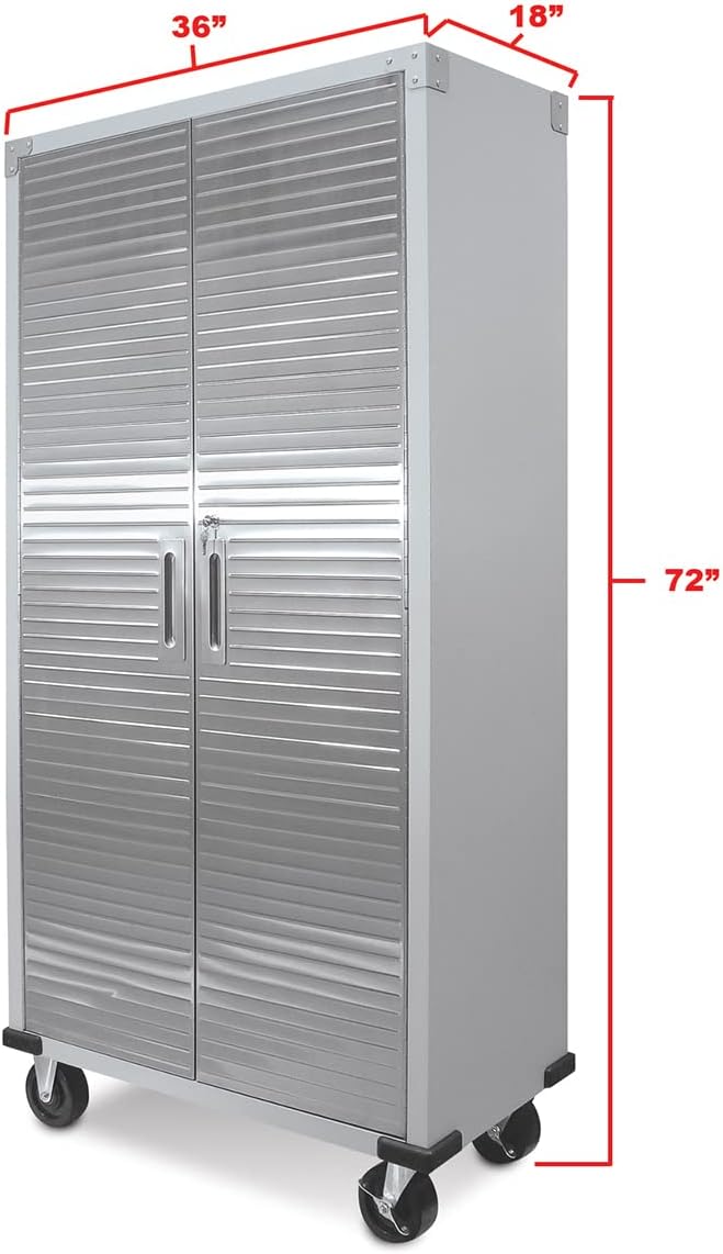 Full Door Rolling Storage Cabinet, 36" W x 18" D x 72" H, Granite W899