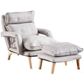 Gray Linen Accent Chair with Ottoman P855731