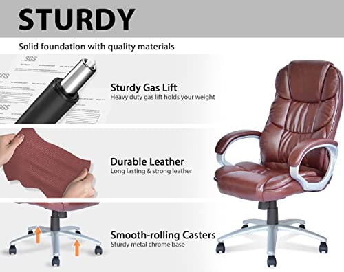 Big and Tall High Back Leather Office Chair with Armrest S665